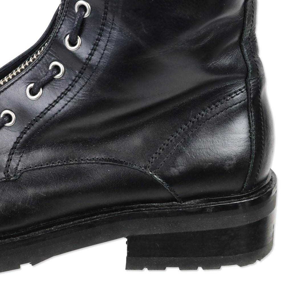 AllSaints Ariel Black Leather Front Zip Combat Boots