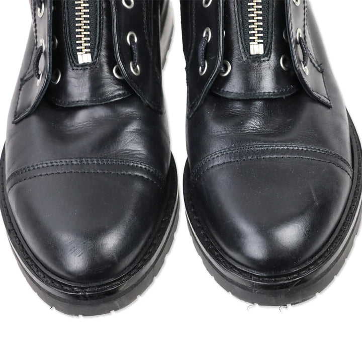 AllSaints Ariel Black Leather Front Zip Combat Boots