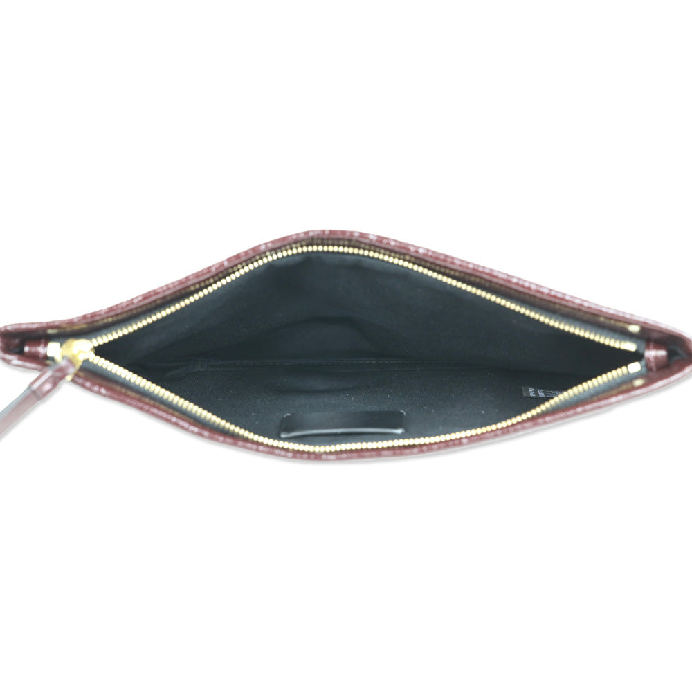 AllSaints Bettina Burnt Red Leather Clutch Bag