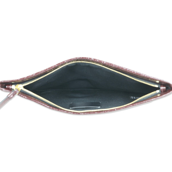 AllSaints Bettina Burnt Red Leather Clutch Bag