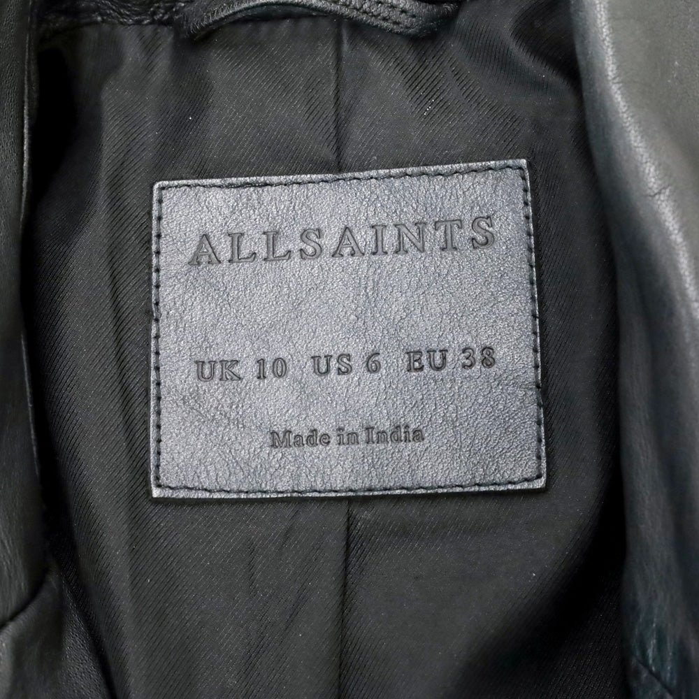 AllSaints Black Leather Catch Biker Jacket