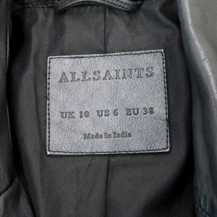 AllSaints Black Leather Catch Biker Jacket