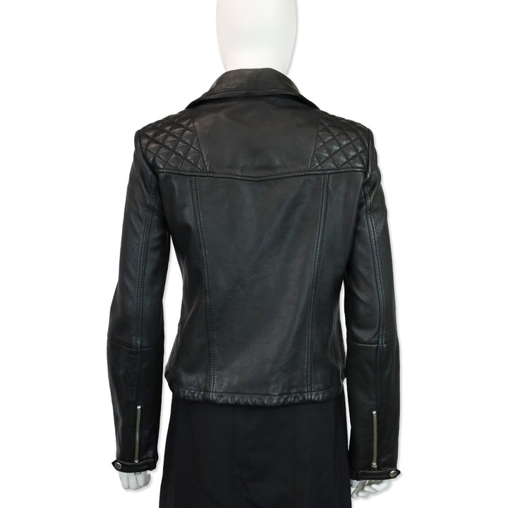 AllSaints Black Leather Catch Biker Jacket