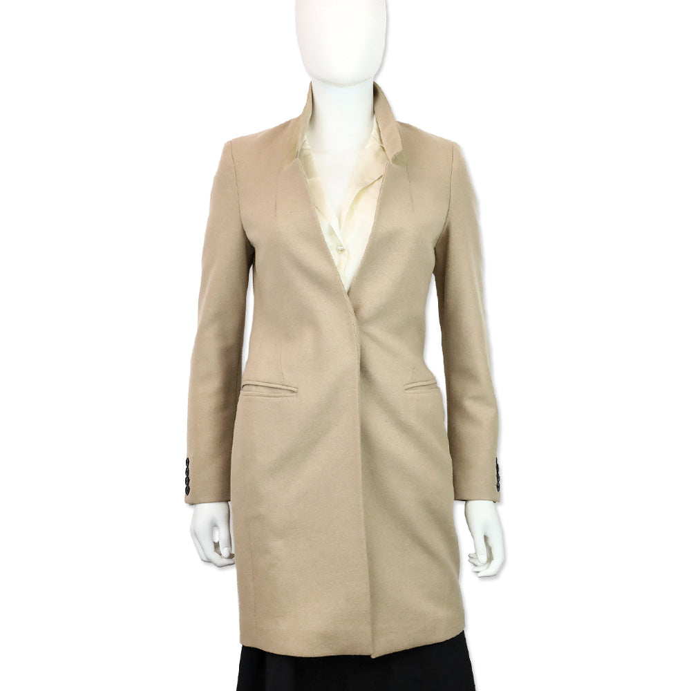 AllSaints Camel Wool Blend Lyla Italian Cloth Coat