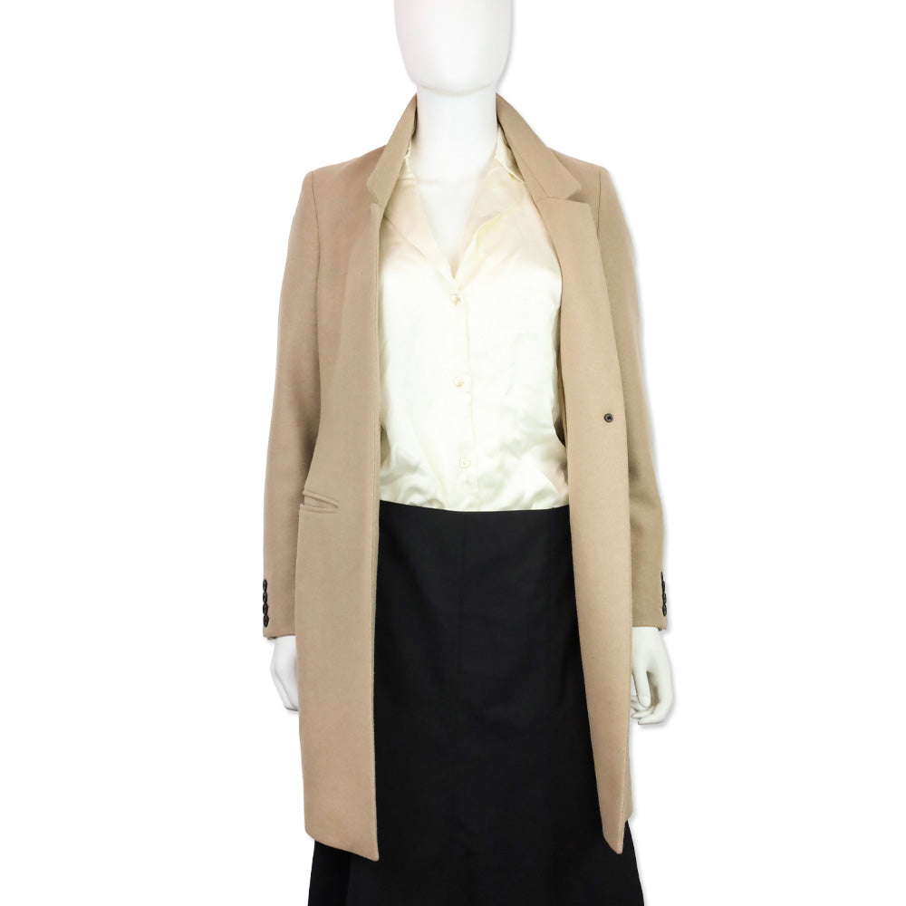AllSaints Camel Wool Blend Lyla Italian Cloth Coat