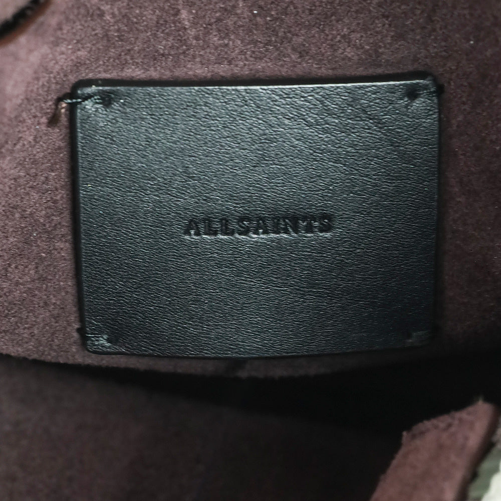 All Saints Mori Burgundy Whipstitch Suede Flap Crossbody