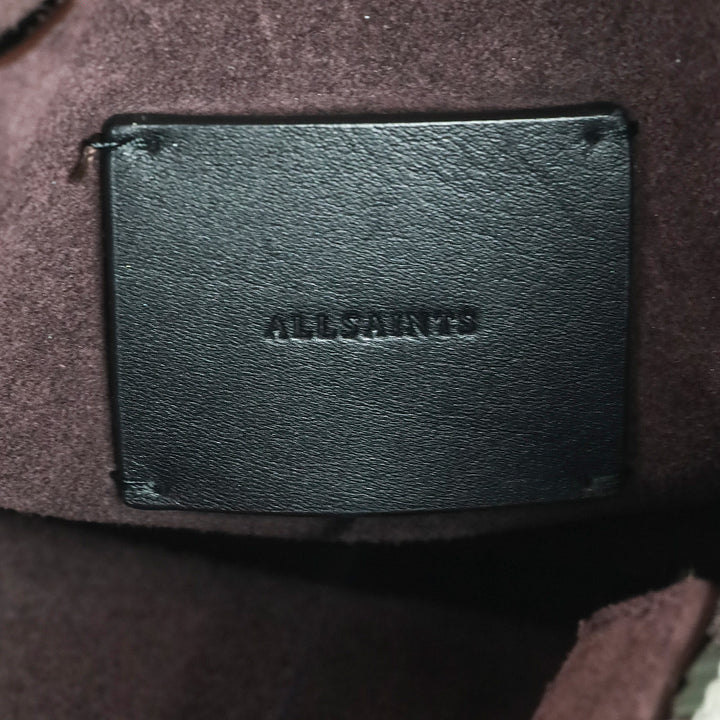 All Saints Mori Burgundy Whipstitch Suede Flap Crossbody