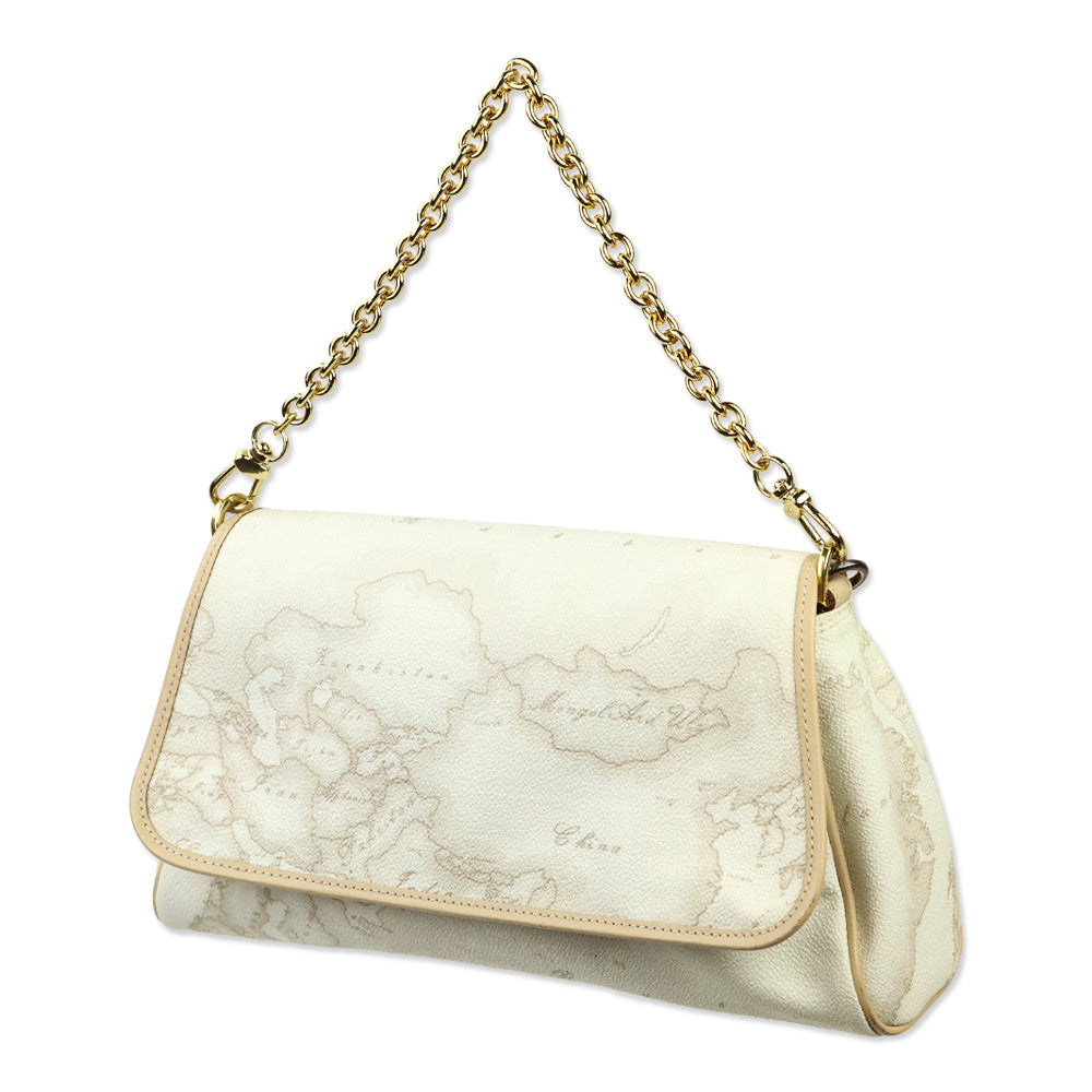 Alviero Martini 1A Classe White Coated Canvas/Leather Trim Shoulder Bag