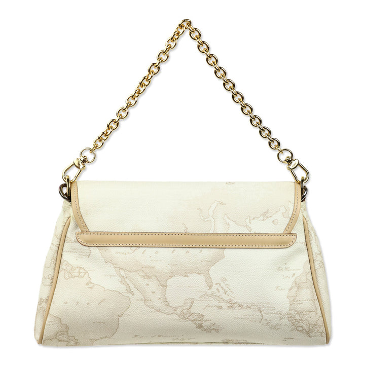 Alviero Martini 1A Classe White Coated Canvas/Leather Trim Shoulder Bag