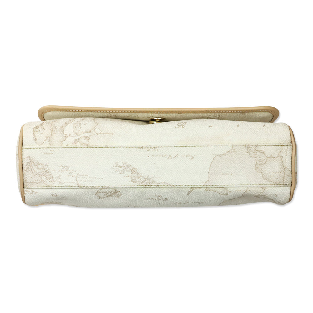 Alviero Martini 1A Classe White Coated Canvas/Leather Trim Shoulder Bag