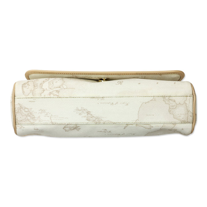 Alviero Martini 1A Classe White Coated Canvas/Leather Trim Shoulder Bag