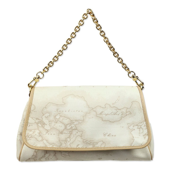 Alviero Martini 1A Classe White Coated Canvas/Leather Trim Shoulder Bag