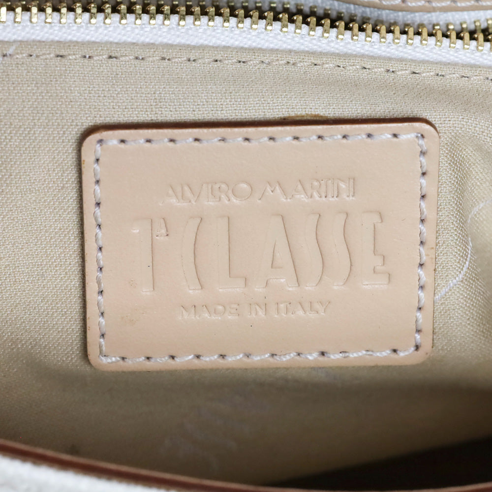 Alviero Martini 1A Classe White Coated Canvas/Leather Trim Shoulder Bag