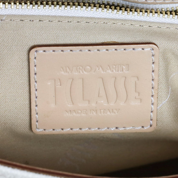 Alviero Martini 1A Classe White Coated Canvas/Leather Trim Shoulder Bag