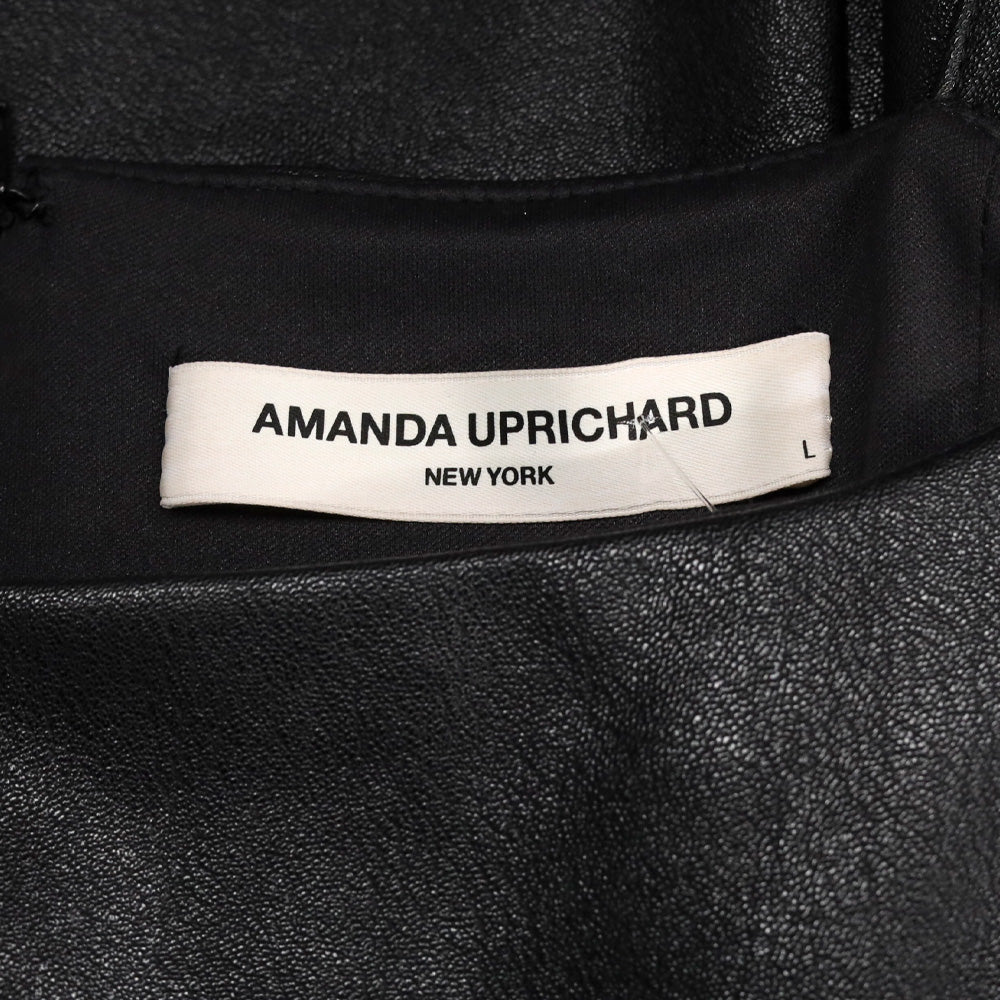 Amanda Uprichard Black Faux Leather Sleeveless Western Buckle Strap Top