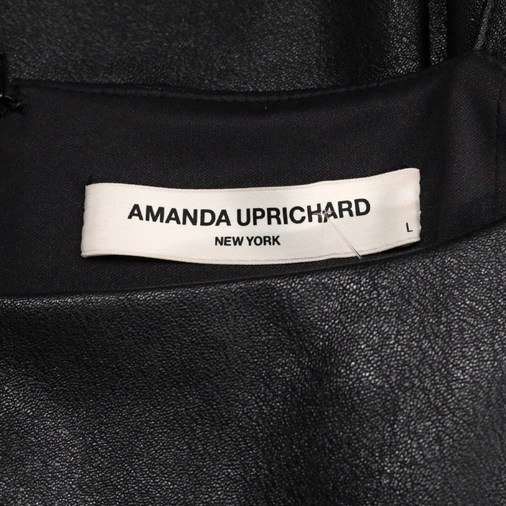 Amanda Uprichard Black Faux Leather Sleeveless Western Buckle Strap Top