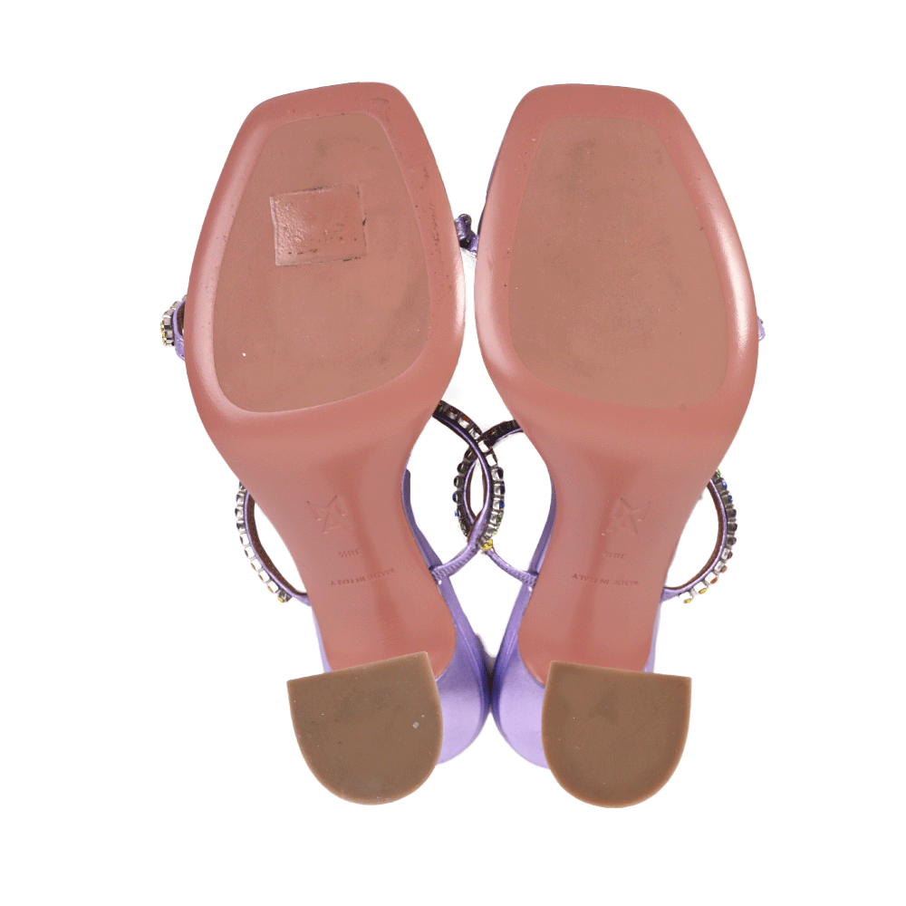 Amina Muaddi Gilda Slipper Purple & Rainbow Crystal Sandals
