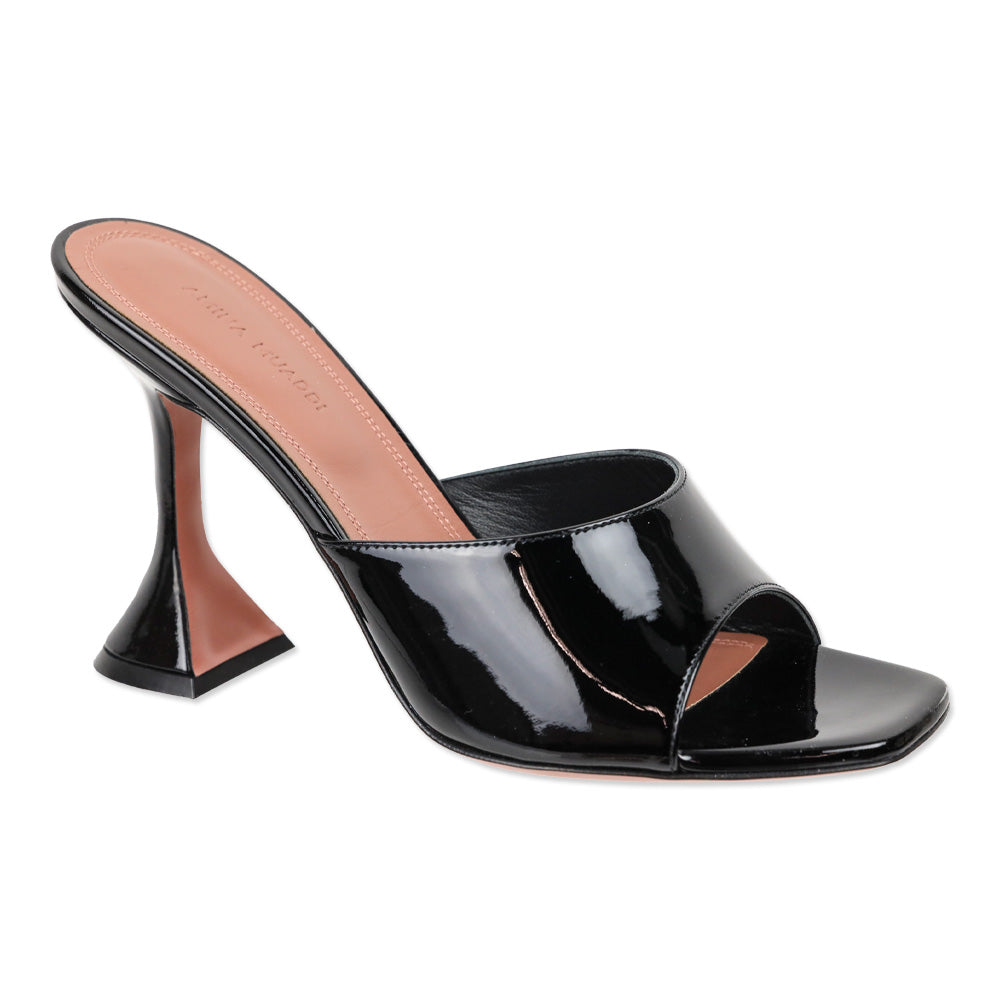 Amina Muaddi Black Patent Lupita Slipper 95mm