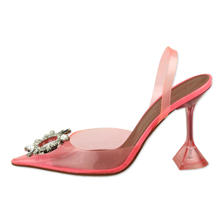 Amina Muaddi Bubble Pink Transparent PVC Begum Glass Sling 95 Pump