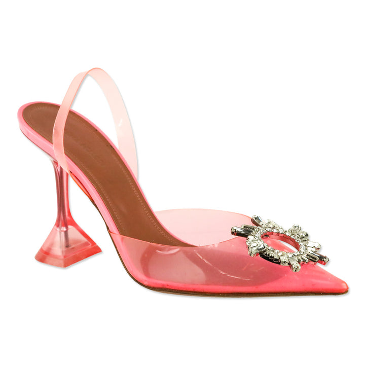 Amina Muaddi Bubble Pink Transparent PVC Begum Glass Sling 95 Pump