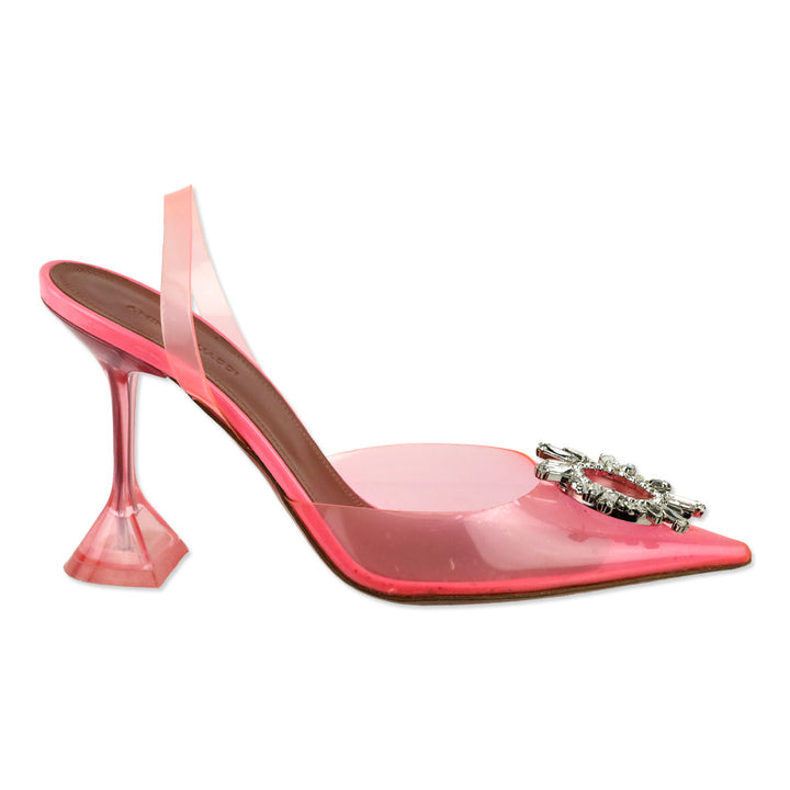 Amina Muaddi Bubble Pink Transparent PVC Begum Glass Sling 95 Pump