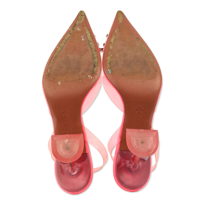 Amina Muaddi Bubble Pink Transparent PVC Begum Glass Sling 95 Pump