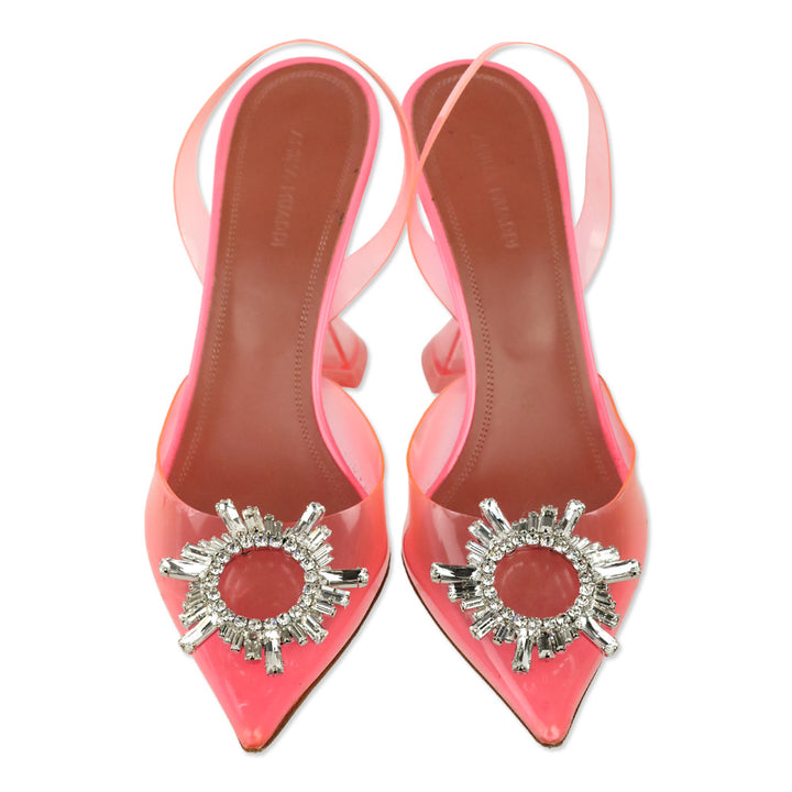 Amina Muaddi Bubble Pink Transparent PVC Begum Glass Sling 95 Pump