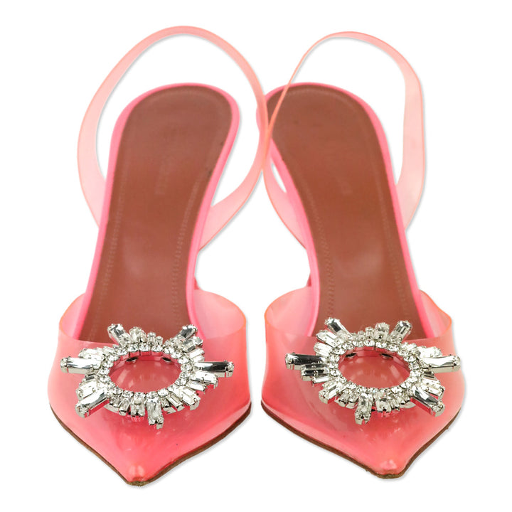 Amina Muaddi Bubble Pink Transparent PVC Begum Glass Sling 95 Pump