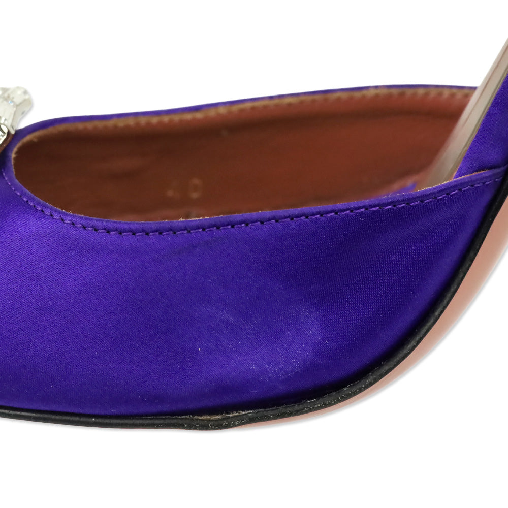 Amina Muaddi Purple Satin Camelia Sling 105 Pump
