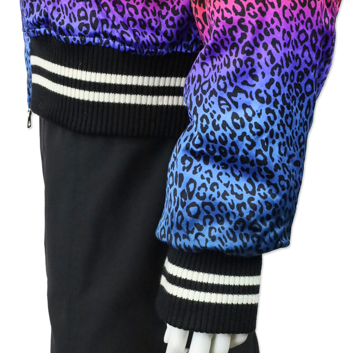 Amiri Rainbow Leopard Print Silk Bomber Jacket