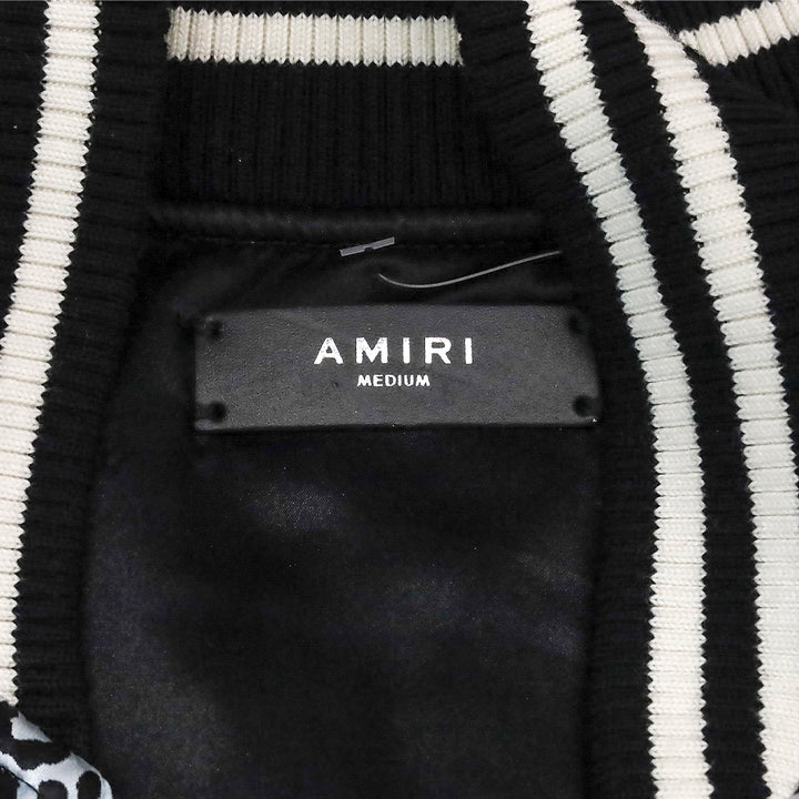 Amiri Rainbow Leopard Print Silk Bomber Jacket
