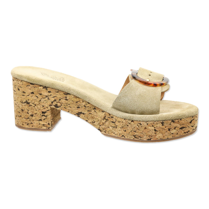 Ancient Greek Sandals Tan Suede Aglaia Cork Slide Sandal