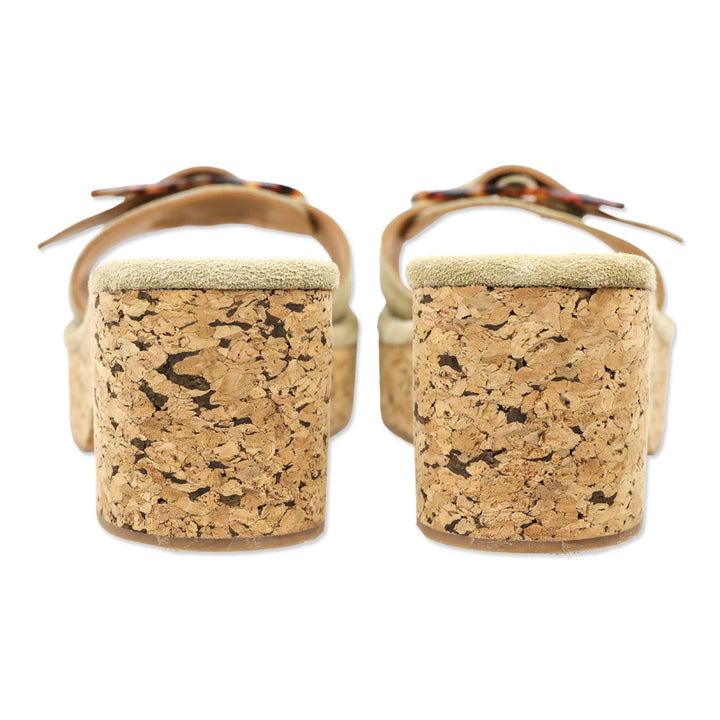 Ancient Greek Sandals Tan Suede Aglaia Cork Slide Sandal