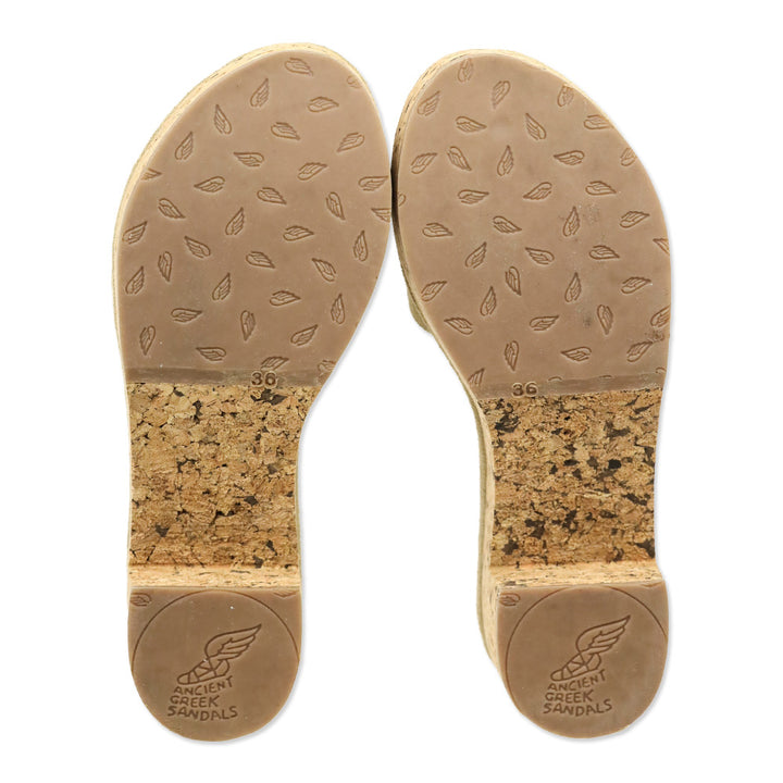 Ancient Greek Sandals Tan Suede Aglaia Cork Slide Sandal