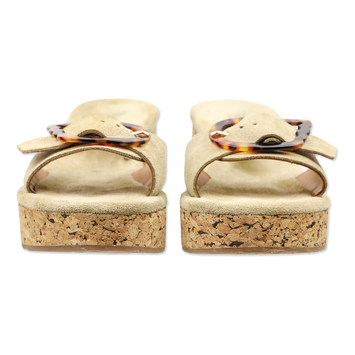 Ancient Greek Sandals Tan Suede Aglaia Cork Slide Sandal