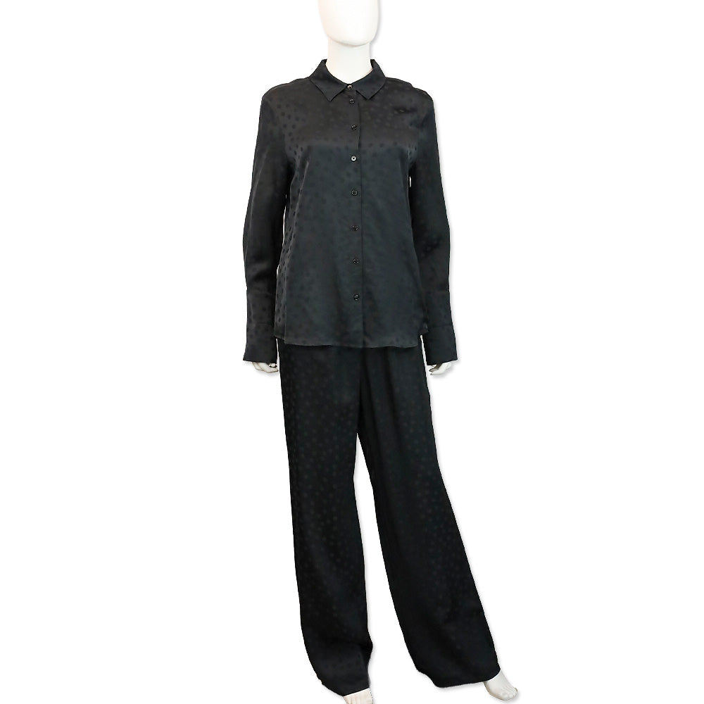 Anine Bing Black Dot Jacquard Satin Elain Pant