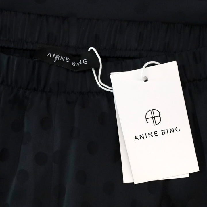 Anine Bing Black Dot Jacquard Satin Elain Pant