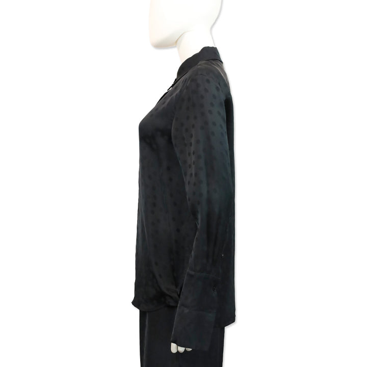 Anine Bing Black Dotted Satin Amanda Shirt