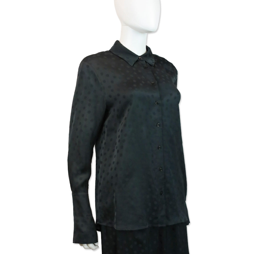 Anine Bing Black Dotted Satin Amanda Shirt