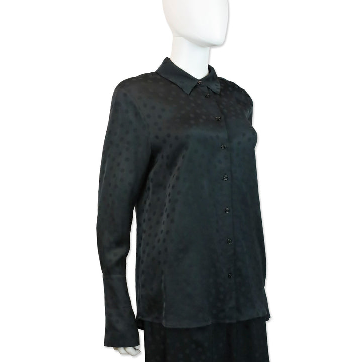 Anine Bing Black Dotted Satin Amanda Shirt