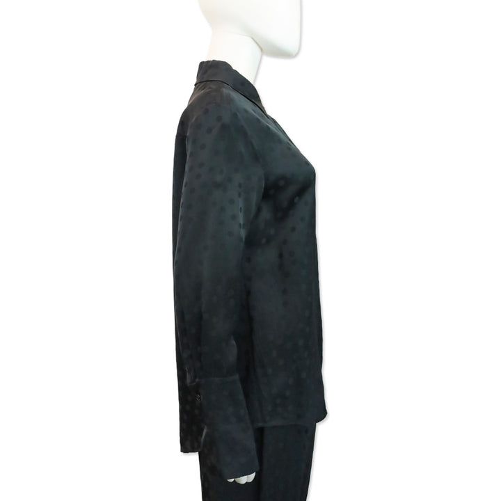 Anine Bing Black Dotted Satin Amanda Shirt