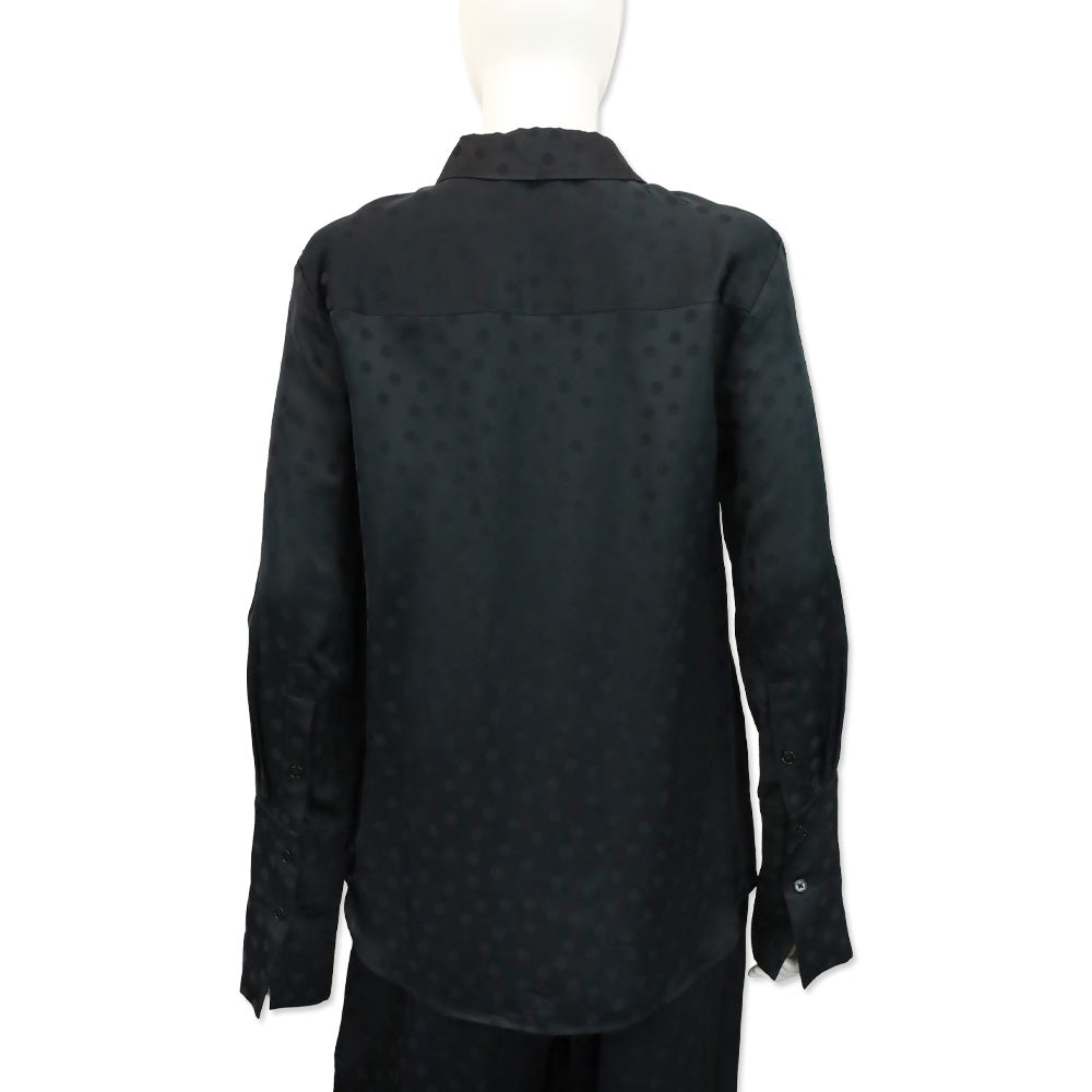Anine Bing Black Dotted Satin Amanda Shirt