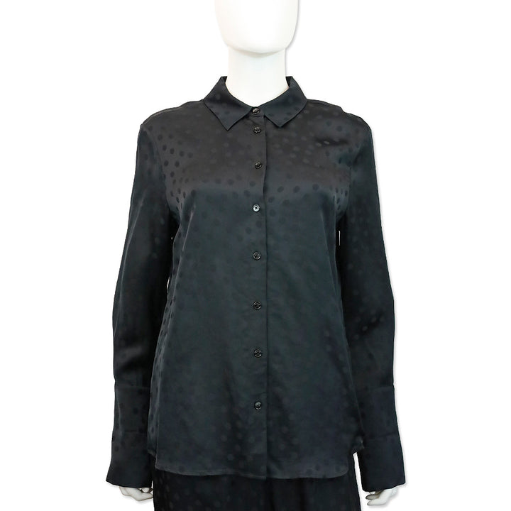 Anine Bing Black Dotted Satin Amanda Shirt