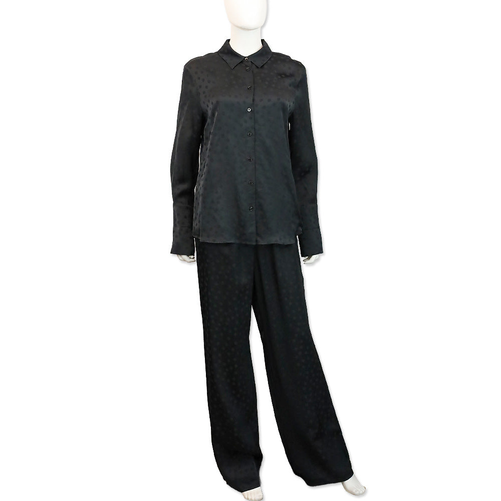 Anine Bing Black Dotted Satin Amanda Shirt