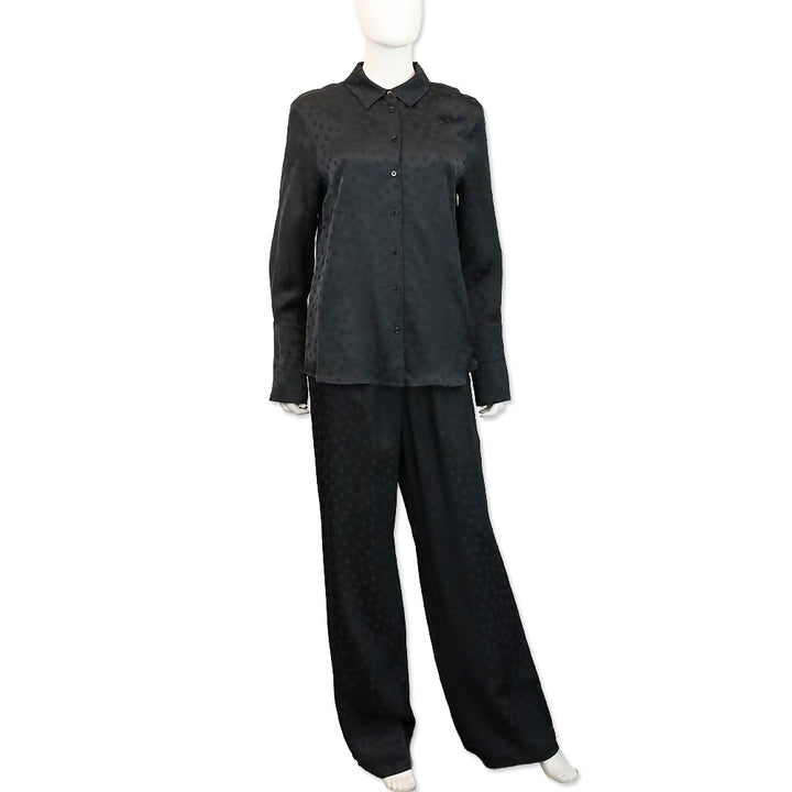 Anine Bing Black Dotted Satin Amanda Shirt