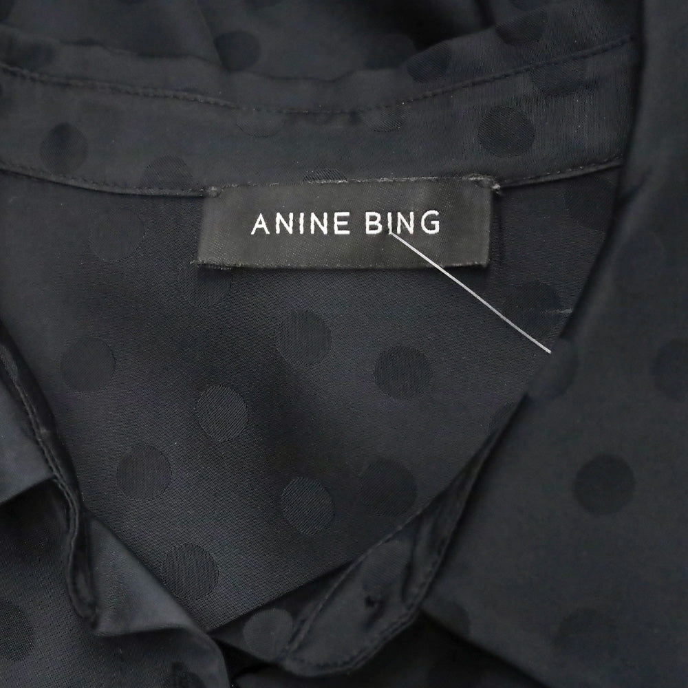 Anine Bing Black Dotted Satin Amanda Shirt