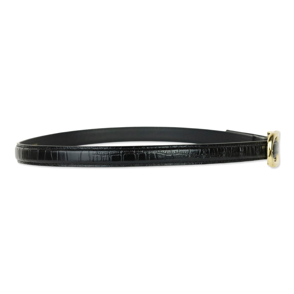 Anine Bing Black Embossed With Gold Small Signature Link Belt