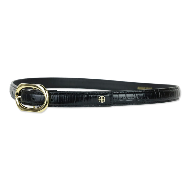 Anine Bing Black Embossed With Gold Small Signature Link Belt