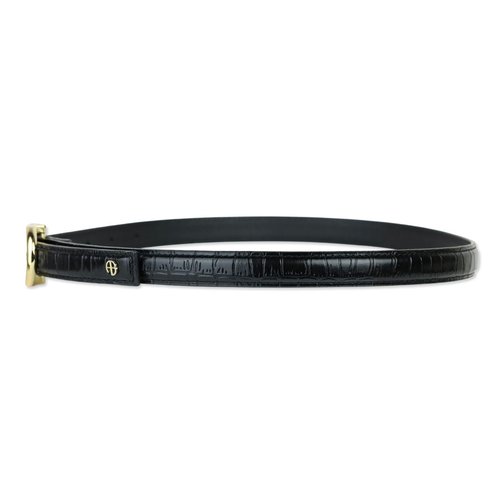 Anine Bing Black Embossed With Gold Small Signature Link Belt