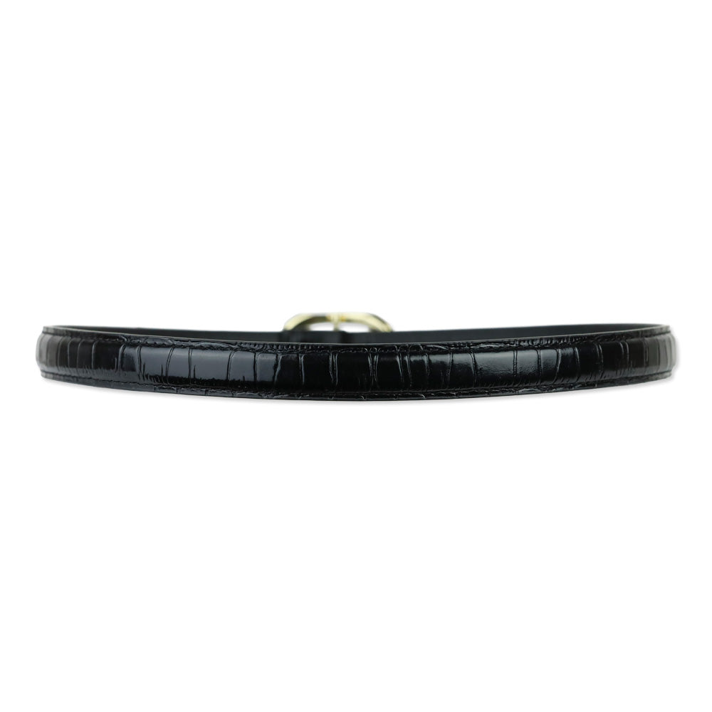 Anine Bing Black Embossed With Gold Small Signature Link Belt